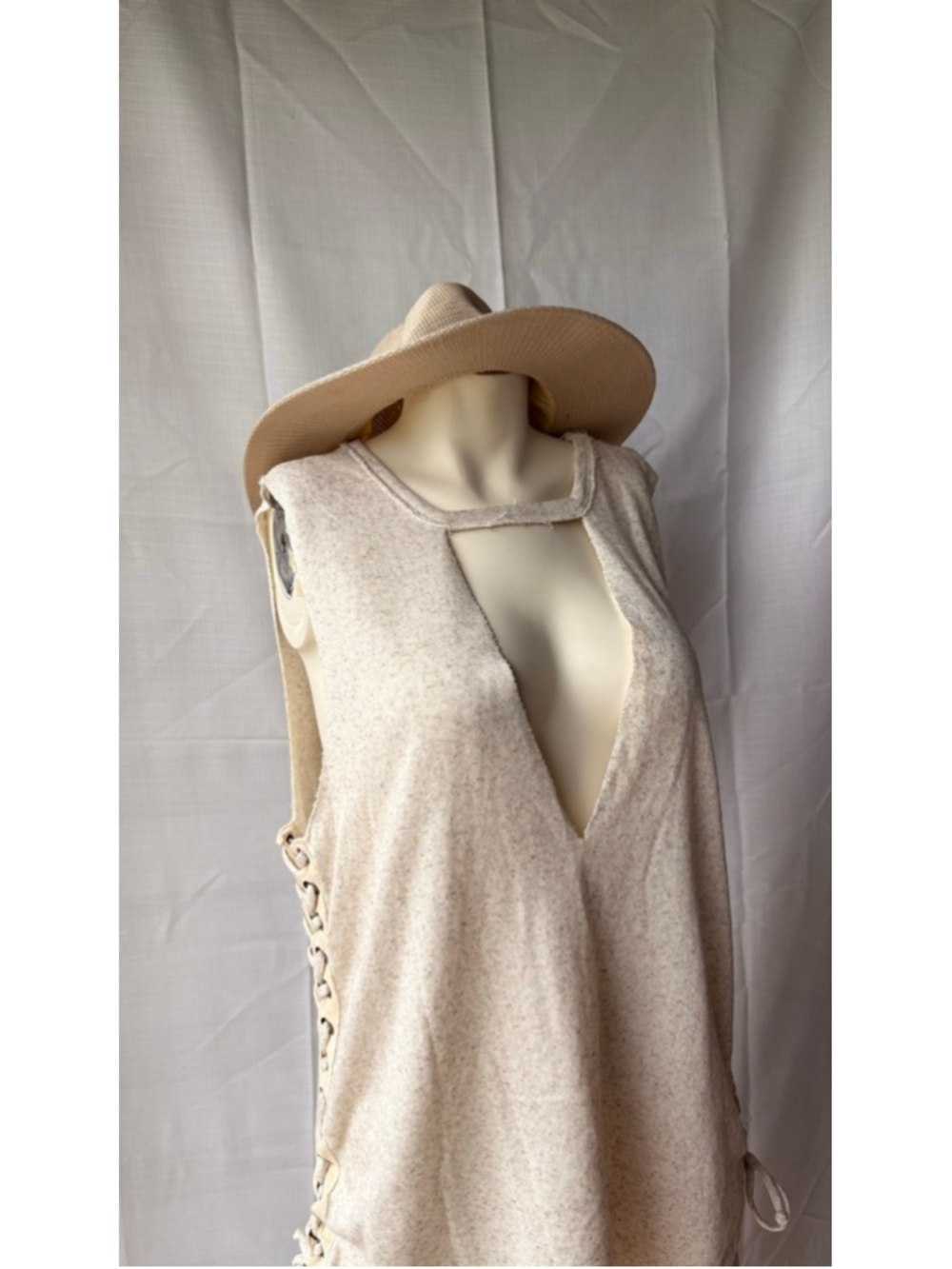 Neutral Lace-Up Cutout Knit Tank - Anthropologie Maronie
